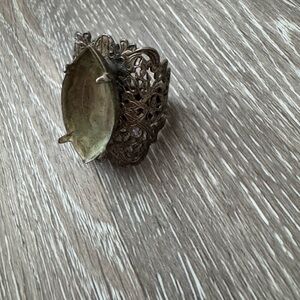 Art noveau filigree metal lipstick holder case with missing gemstone